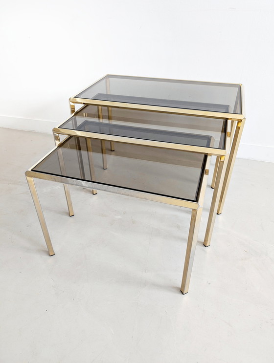 Image 1 of Satz von 3 Hollywood Regency Nesting Tables 1970'S