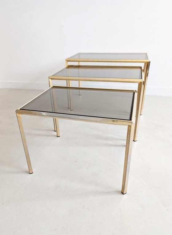 Image 1 of Satz von 3 Hollywood Regency Nesting Tables 1970'S