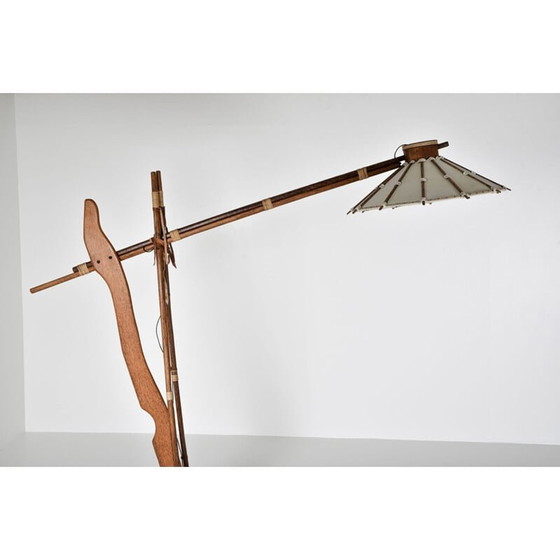 Image 1 of Vintage Palm Holz Studio Handwerk Bogen Stehlampe 1990er Jahre