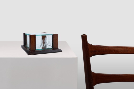 Image 1 of Art-Déco-Schmuckkästchen aus facettiertem Glas und Eiche, 1930er Jahre