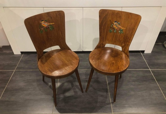 Image 1 of Paar Stühle Baumann Modell 《 Dove 》1960er Jahre