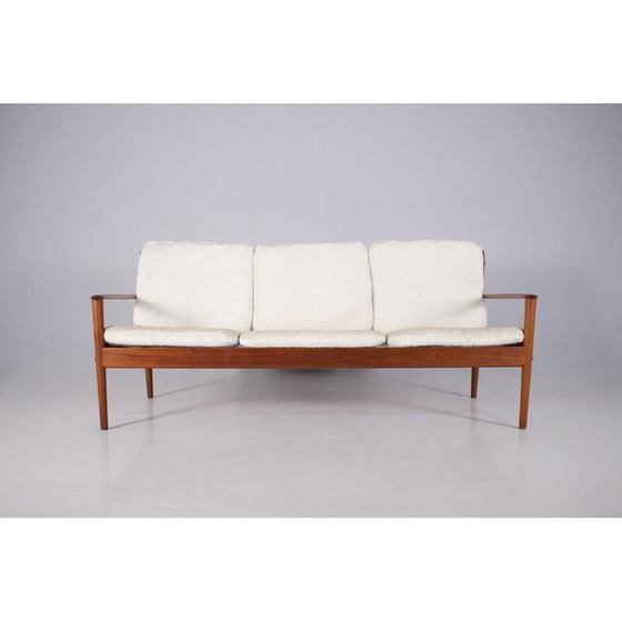 Image 1 of 3-Sitzer-Sofa aus Teakholz von Grete Jalk für Poul Jeppesen Møbelfabrik, Dänemark 1960