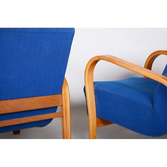 Image 1 of Satz von 2 blauen "Art Deco" Sesseln, Tschechien 1930er Jahre