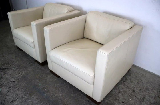 Image 1 of 2X Zwei Wunderschöne Brühl Sessel In Creme/Beige Leder Sessel