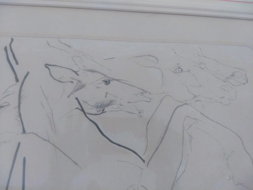 Octave Landuyt Lithographie "Pferde"