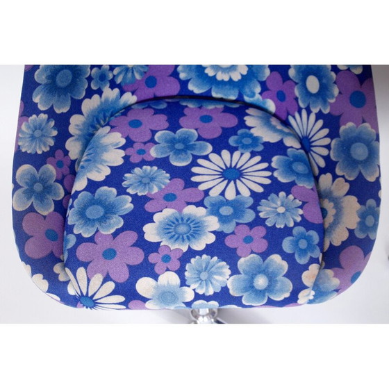 Image 1 of Paar Vintage-Drehstühle aus Chrom und Stoff, Tschechoslowakei 1970