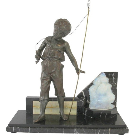 Vintage Art Deco-Lampe in Patina Calamina, 1930