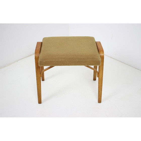 Image 1 of Vintage Thonet Pouffe aus Holz und Stoff, Tschechoslowakei 1970