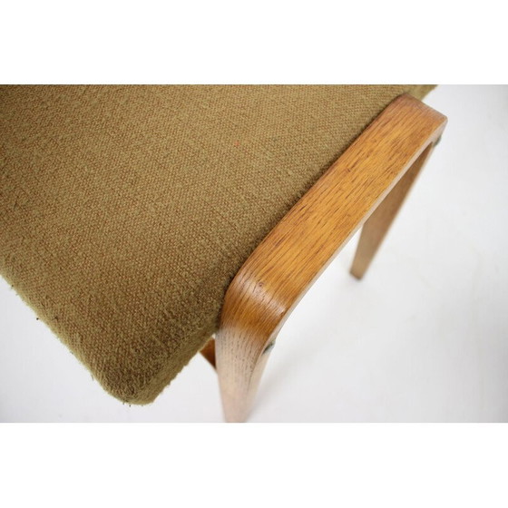 Image 1 of Vintage Thonet Pouffe aus Holz und Stoff, Tschechoslowakei 1970