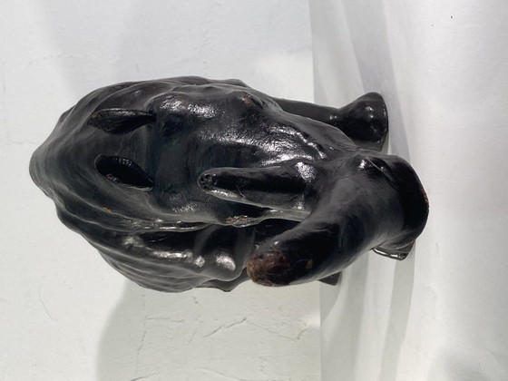Image 1 of Mid Century Leder Nashorn Statue, England
