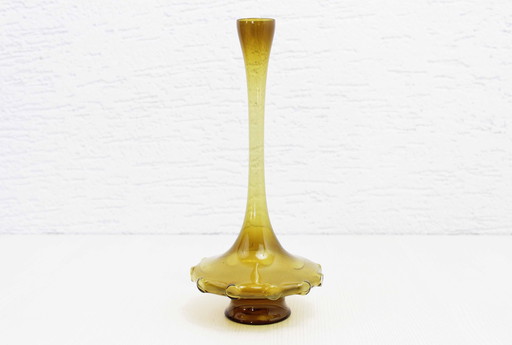 Vintage Art Deco Vase aus bernsteinfarbenem Glas Ende 1970