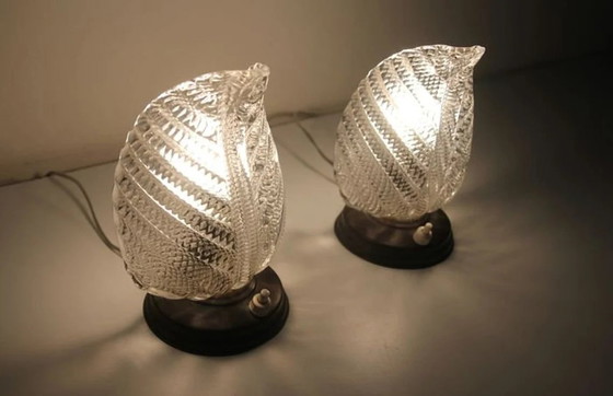 Image 1 of Mid Century Modern, Art Deco, Art Nouveau, Akzent-Schlafzimmerlampen, Muranoglas, Seguso, Messing, Luxus Vintage, sehr selten