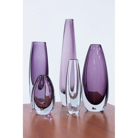 Image 1 of Satz von 5 alten Glasvasen von Gunnar Nylund und Asta Strömberg für Strömbergshyttan, Schweden 1950