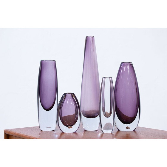 Image 1 of Satz von 5 alten Glasvasen von Gunnar Nylund und Asta Strömberg für Strömbergshyttan, Schweden 1950