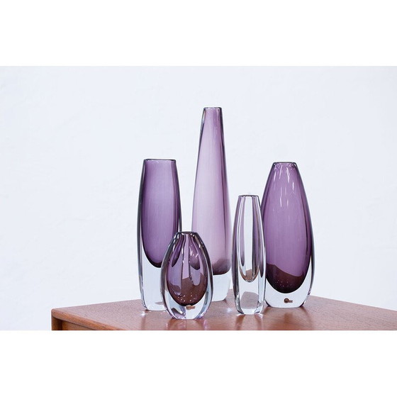 Image 1 of Satz von 5 alten Glasvasen von Gunnar Nylund und Asta Strömberg für Strömbergshyttan, Schweden 1950