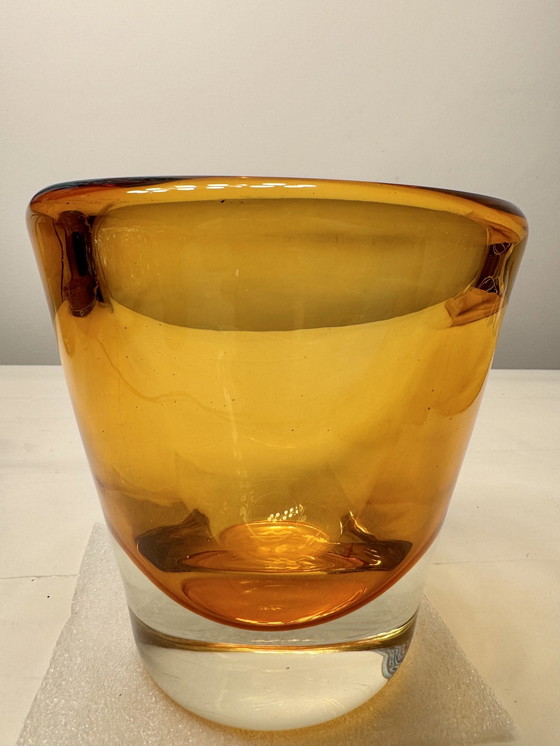 Image 1 of Goldener Bernstein Murano Sommerso Tablett / Vase