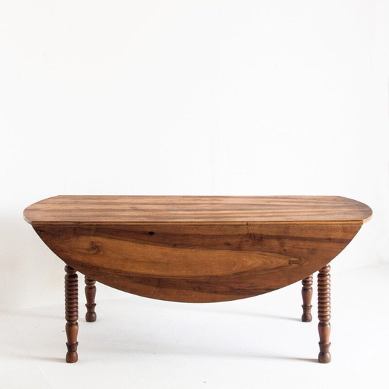 Image 1 of Klapptisch aus massivem, gewachstem Kirschbaumholz, Frankreich 1960