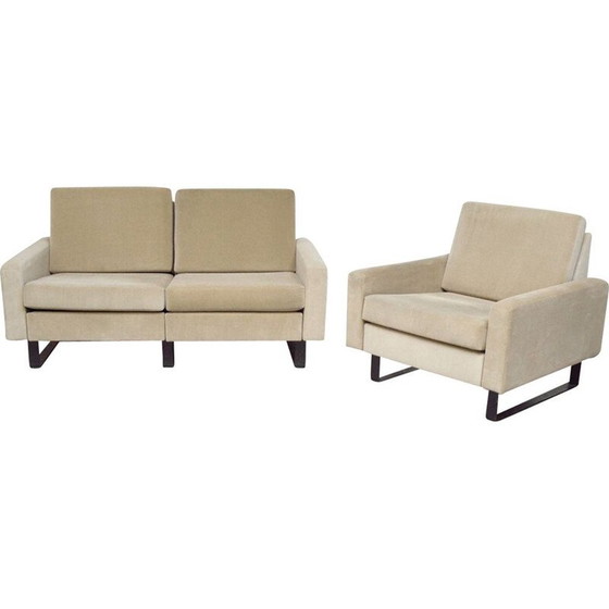 Image 1 of Vintage Wohnzimmersamtstoff in Beigetönen von Friedrich Wilhelm Möller für Kor, Deutschland 1960