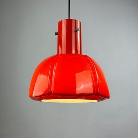 Image 1 of Glashütte Limburg Pendelleuchte - Rotes Glas, Blumenform