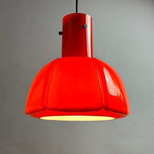 Glashütte Limburg Pendelleuchte - Rotes Glas, Blumenform
