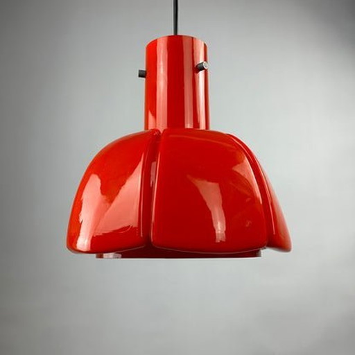 Glashütte Limburg Pendelleuchte - Rotes Glas, Blumenform
