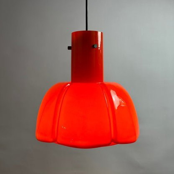 Image 1 of Glashütte Limburg Pendelleuchte - Rotes Glas, Blumenform
