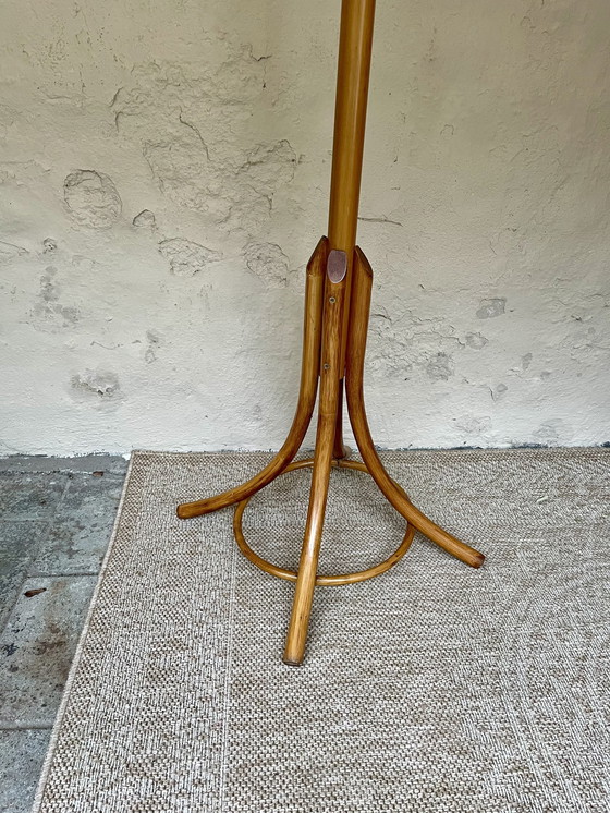 Image 1 of Boho Stehende Kleiderständer Holz und gewebtes Rattan H: 182Cm