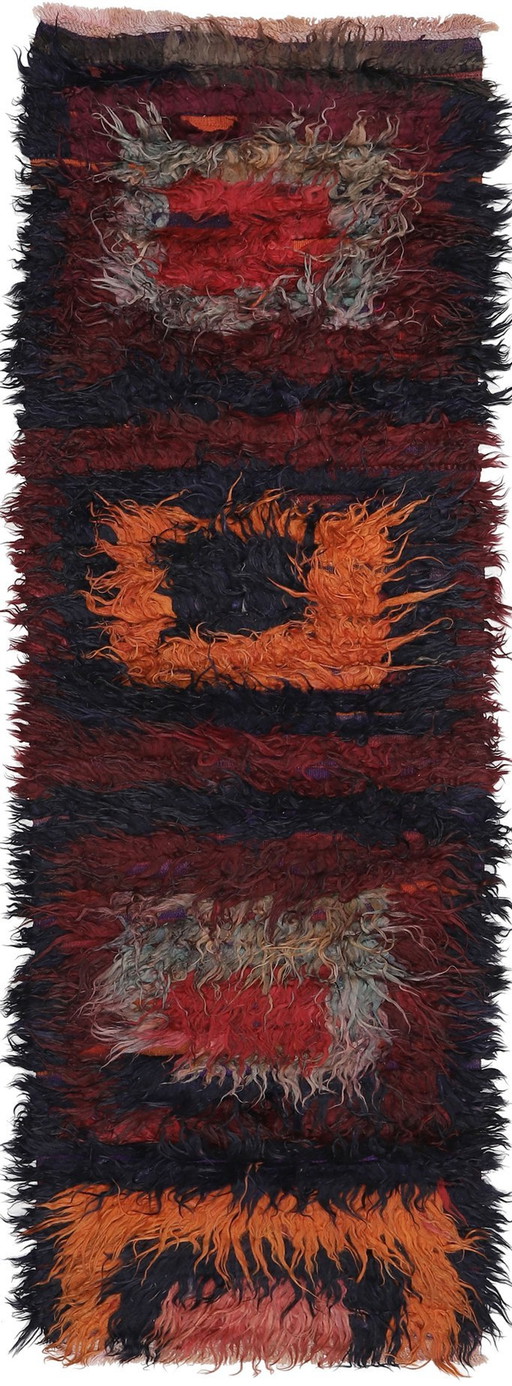 Designer Handgewebt Kelim Modern Und Pflanzen Natur Farbe - Kelim - 320 Cm - 95 Cm - Zottel Kelim