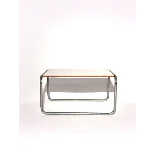 Vintage Couchtisch aus Sperrholz und verchromtem Aluminium