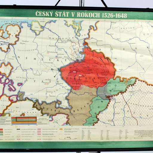 Alte Schulkarte "Böhmischer Staat 1526-1648" in Plastik, Tschechoslowakei 1960