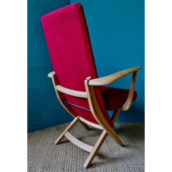 Image 1 of Paar rote Vintage-Sessel, Dänemark 1950