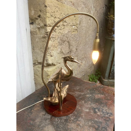 Image 1 of Alte Reiherlampe aus Messing, 1970