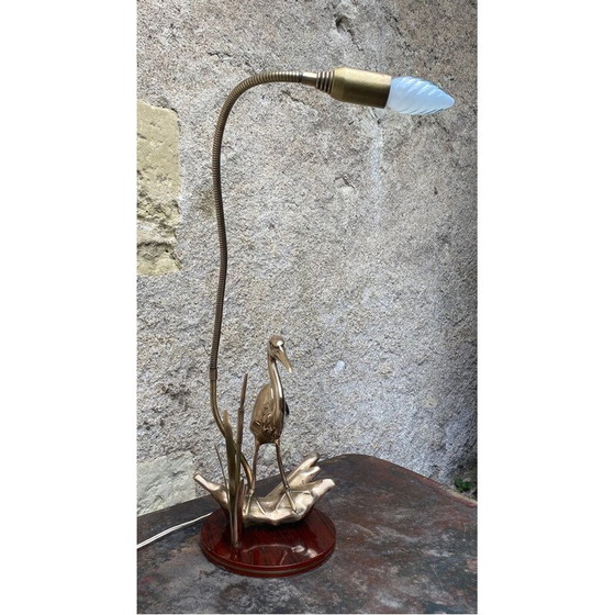 Image 1 of Alte Reiherlampe aus Messing, 1970