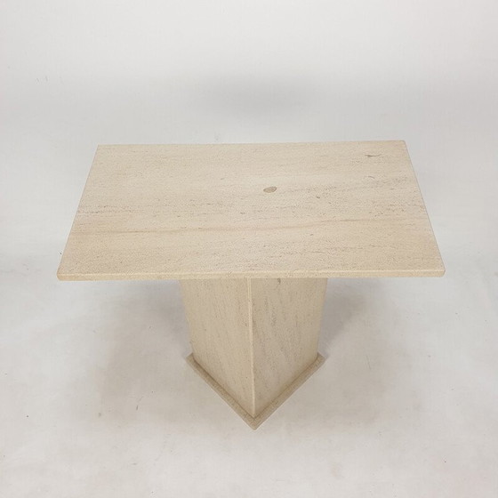 Image 1 of Italienischer Vintage-Travertin-Sockel, 1980er Jahre