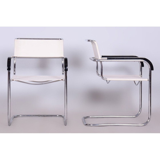 Image 1 of Paar alte Bauhaus-Sessel aus verchromtem Stahl von Marcel Breuer für Thonet, Tschechoslowakei 1930
