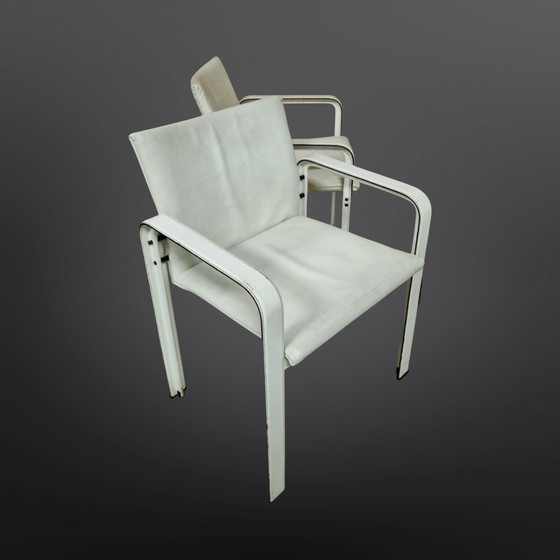 Image 1 of Set aus 4 Esszimmerstühlen aus Leder von Jacques Toussaint und Patrizia Angeloni für Matteo Grassi. Italien 1970er Jahre. 