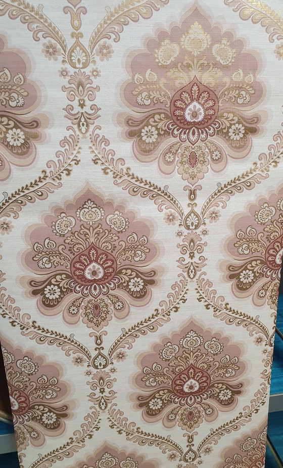 Image 1 of 7771 Altrosa Vintage Barock Tapete mit Gold