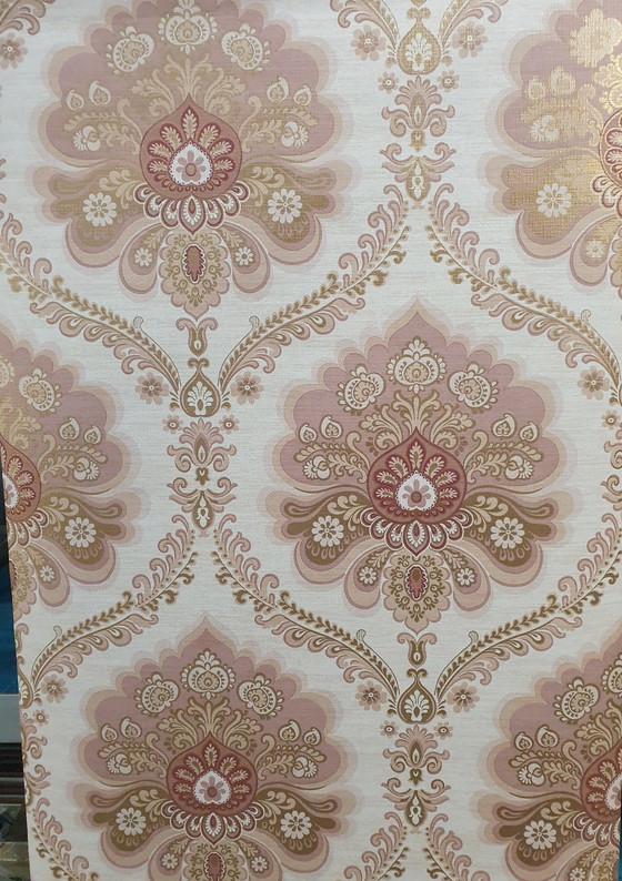 Image 1 of 7771 Altrosa Vintage Barock Tapete mit Gold