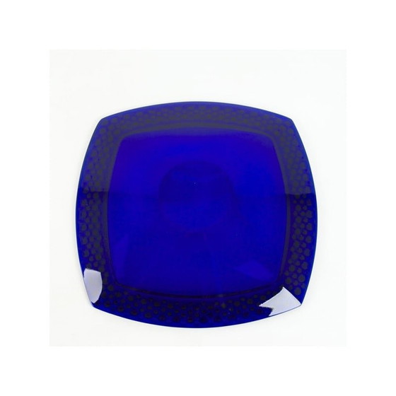 Image 1 of Vintage-Schale aus kobaltblauem Glas mit Reliefdekor in Gold, 1960