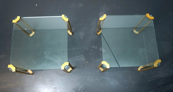 Image 1 of Goldene Couchtische von Peter Ghyczy, 1970er, 2er Set