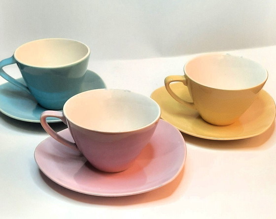 Image 1 of 3X Boch Pastell Tasse und Untertasse Expo 58