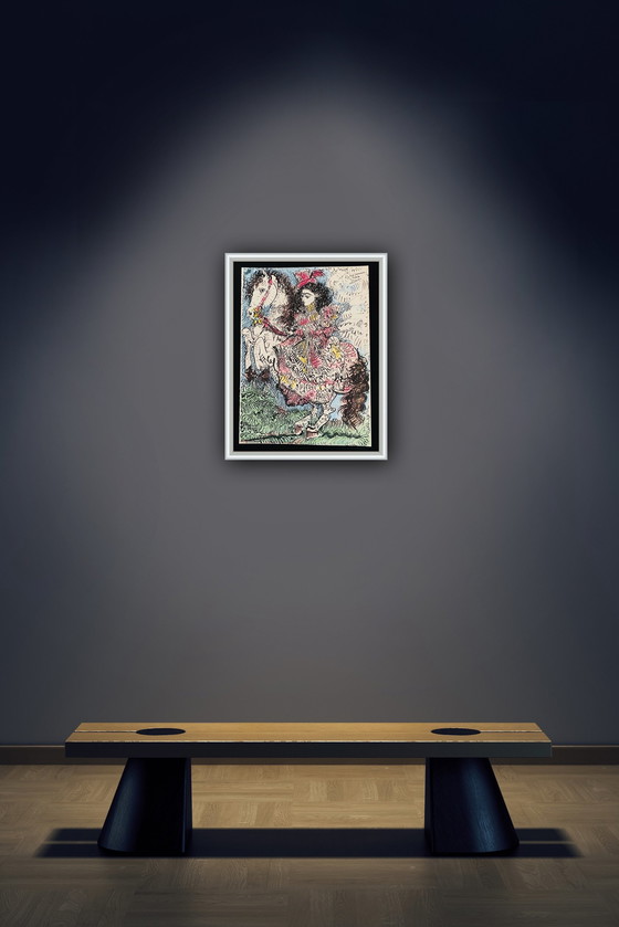 Image 1 of Pablo Picasso Original Farblithographie, Jacqueline auf einem Pferd 1961. In ausgezeichnetem Zustand.  Torres Y Torrer