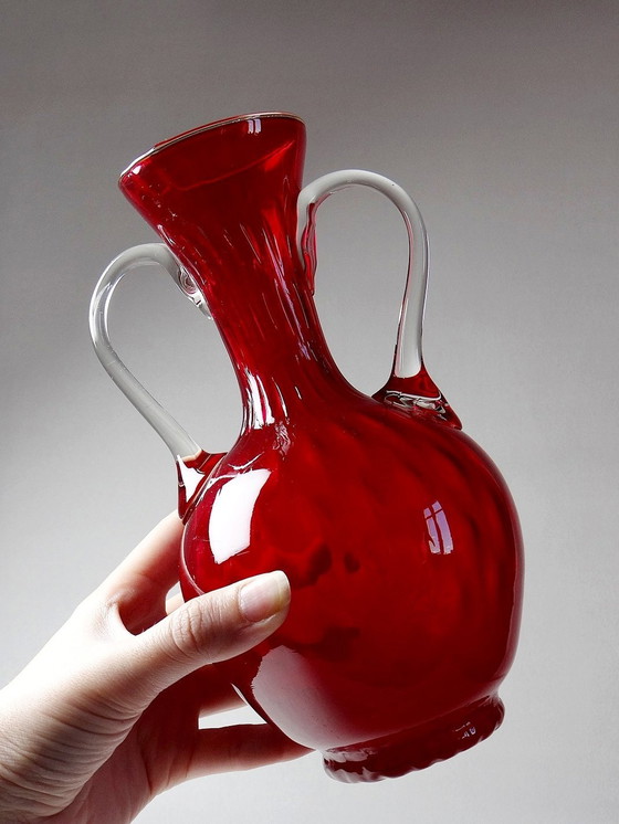 Image 1 of Kleine Vase Amphore Etruskischer Stil Murano Rot 50er Jahre