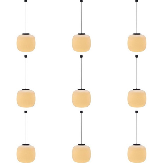 Image 1 of Satz von 10 großen Vintage-Glas-Pendelleuchten 1970er Jahre