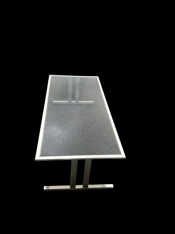 Image 1 of Couchtisch aus gebürstetem Stahl 1970