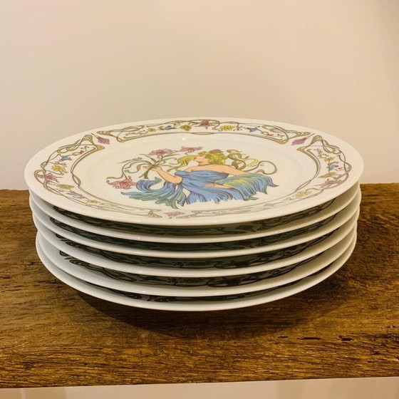 Image 1 of 6 flache Vintage-Teller, Frankreich