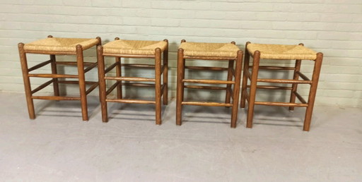 4 X Wicker Rush Sitz Hocker