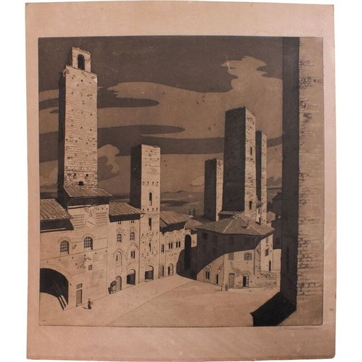 Handsignierter Aquatintastich von Sir Claude Francis Barry, 1930