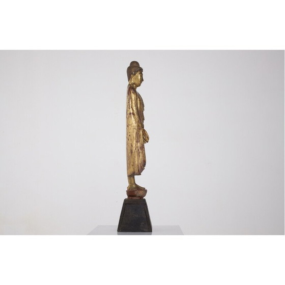 Image 1 of Stehende Buddha-Skulptur aus Massivholz, Birma