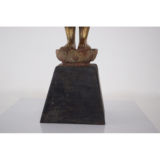 Image 1 of Stehende Buddha-Skulptur aus Massivholz, Birma